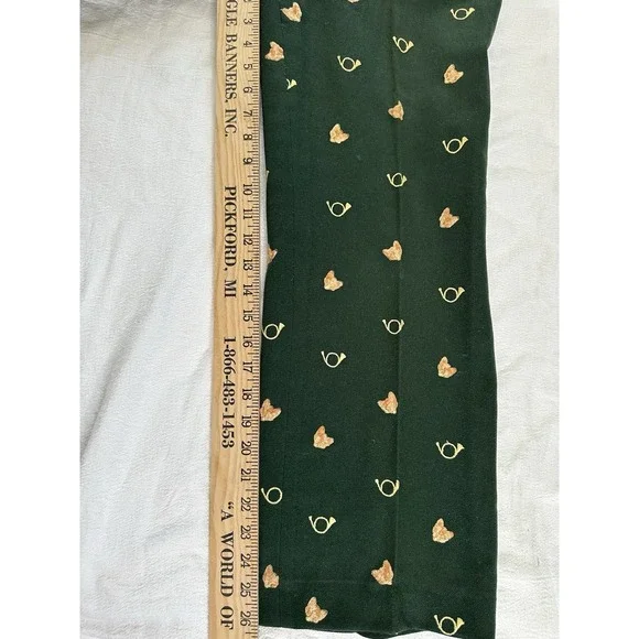 Womens Vintage Handmade Wool? Pants Green Embroidered Fox Crop Size M - Picture 4 of 7